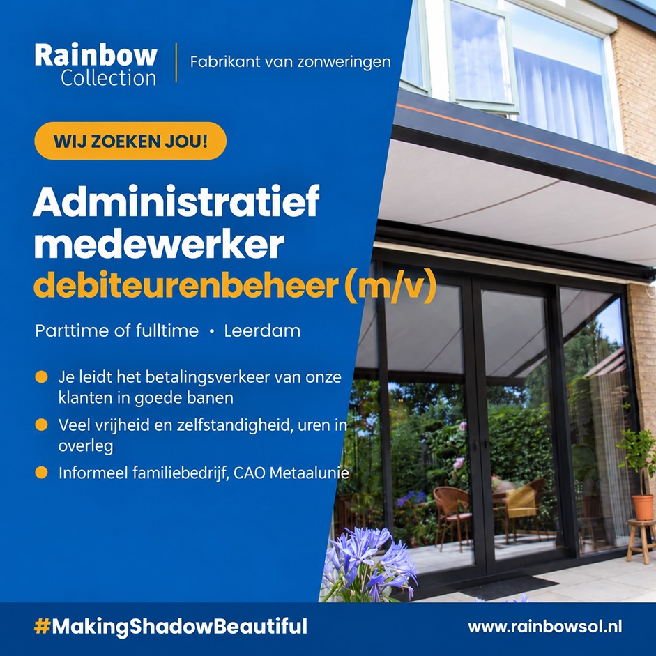 VACATURE *** Administratief medewerker / debiteurenbeheer ** M/V ** parttime/fulltime op ons hoofdkantoor in Leerdam